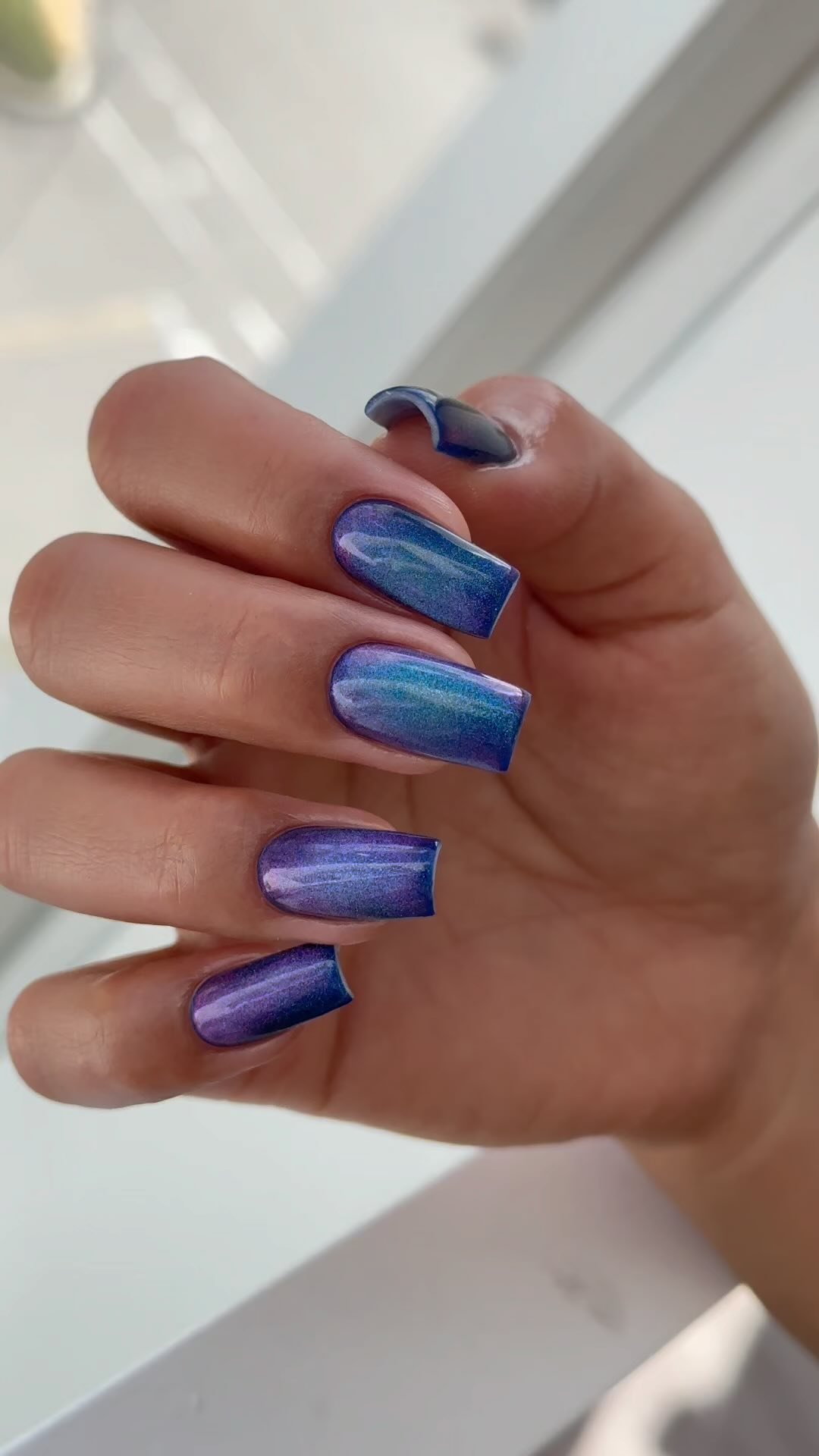 Gradient Purple and Blue Nails